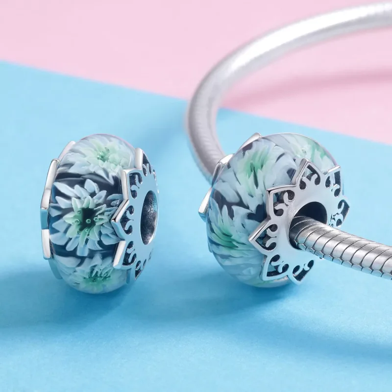 (bild till) Pandora Stil Berlock Cyan Krysantemum - Scc1011 - View 4