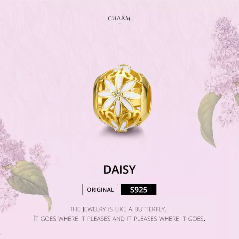(bild till) Pandora Stil Berlock Daisy 14 Karats Guldpläterad - Scc1216 - View 2