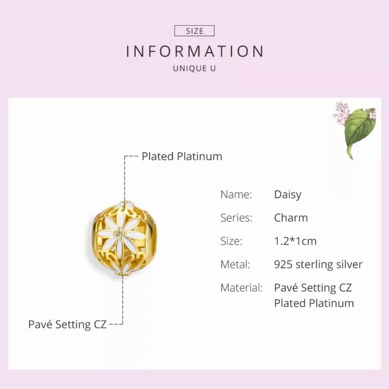 (bild till) Pandora Stil Berlock Daisy 14 Karats Guldpläterad - Scc1216 - View 3
