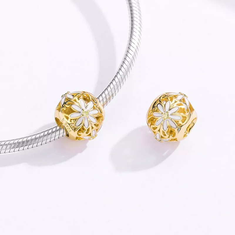 (bild till) Pandora Stil Berlock Daisy 14 Karats Guldpläterad - Scc1216 - View 4