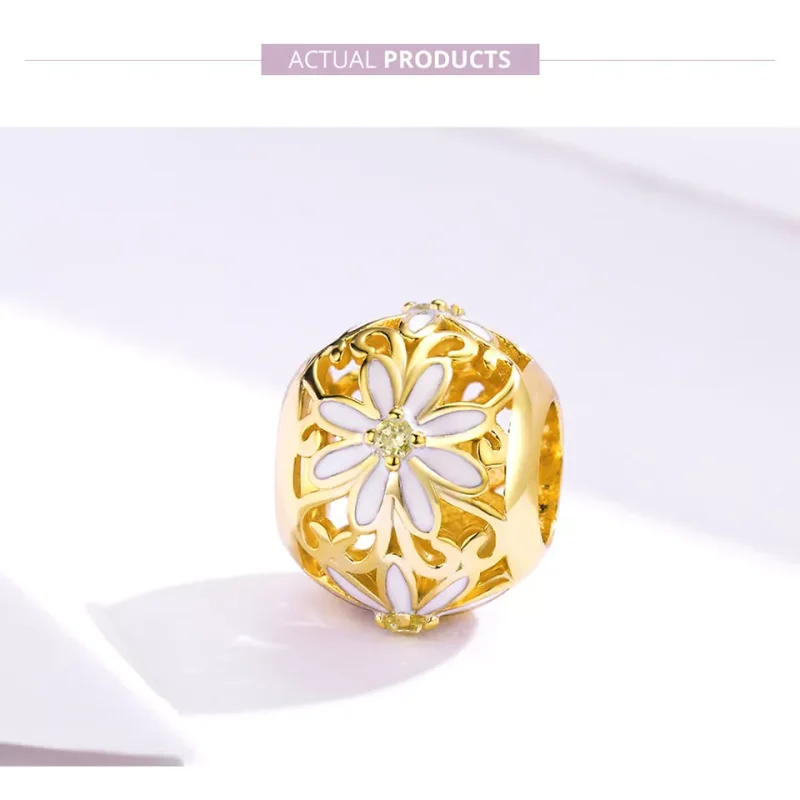(bild till) Pandora Stil Berlock Daisy 14 Karats Guldpläterad - Scc1216 - View 5