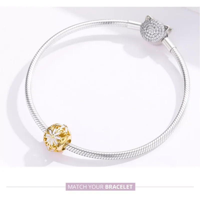 (bild till) Pandora Stil Berlock Daisy 14 Karats Guldpläterad - Scc1216 - View 6