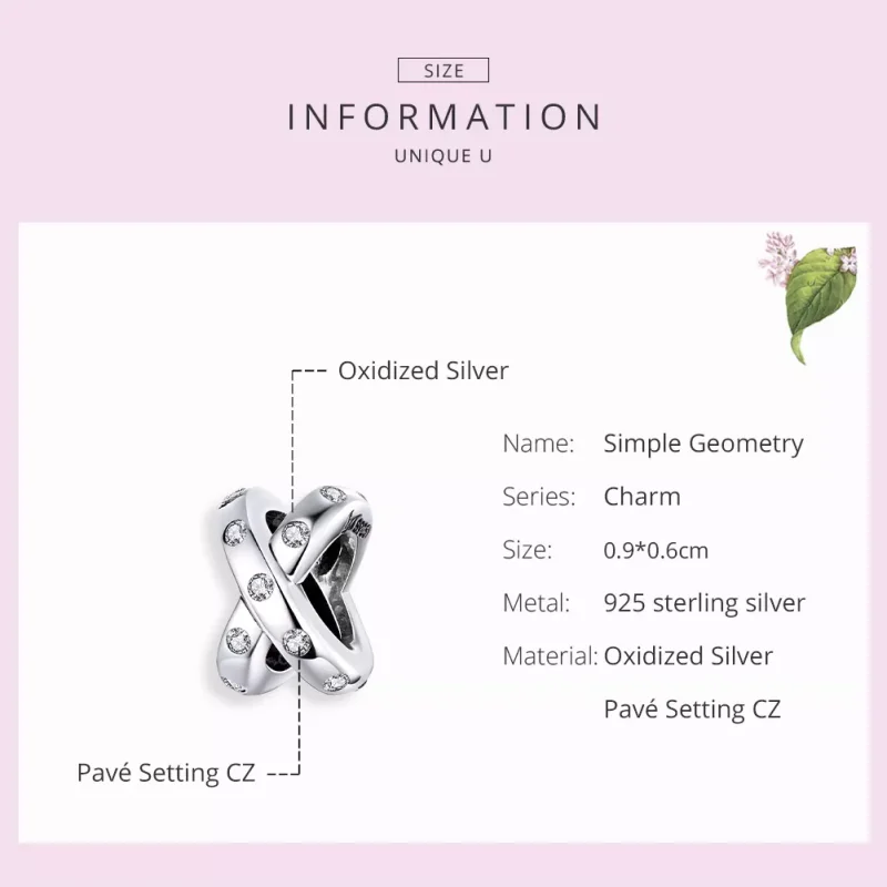 (bild till) Pandora Stil Berlock Enkel Geometri - Scc1515 - View 7