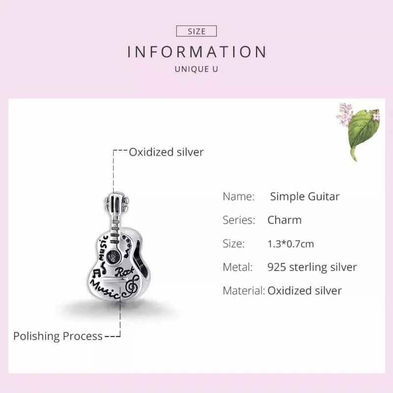 (bild till) Pandora Stil Berlock Enkel Gitarr - Scc1708 - View 7