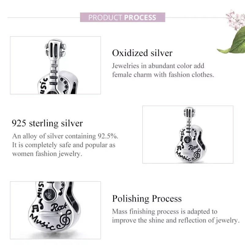 (bild till) Pandora Stil Berlock Enkel Gitarr - Scc1708 - View 8