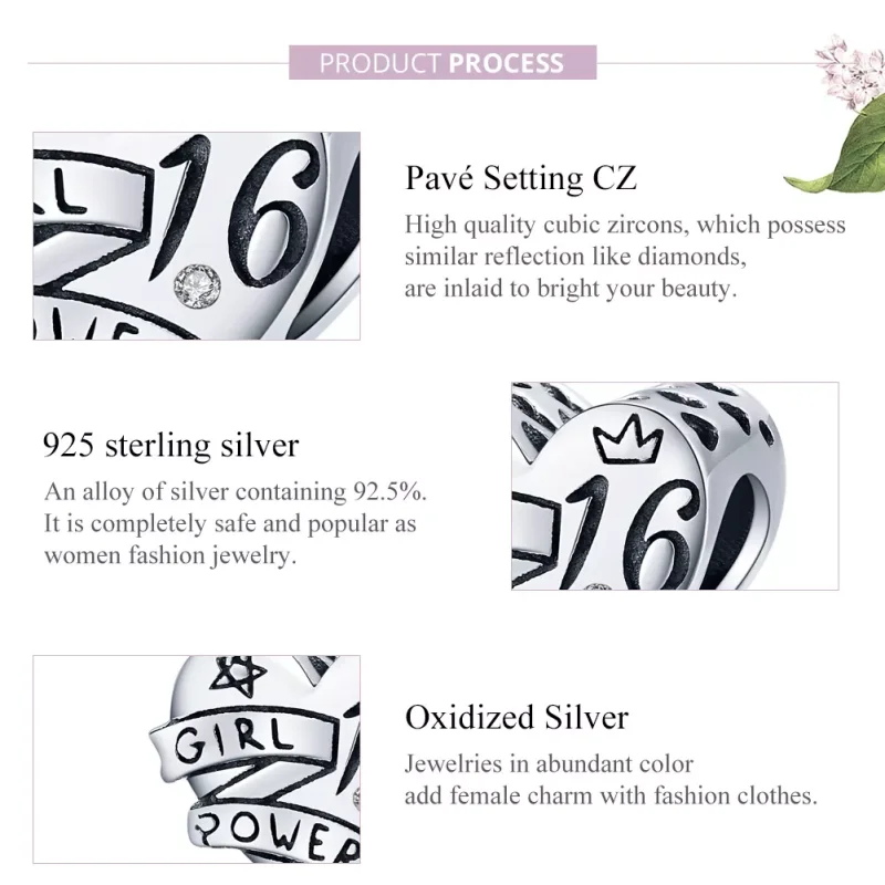 (bild till) Pandora Stil Berlock Girl Power Sweet 16 - Scc1437 - View 8