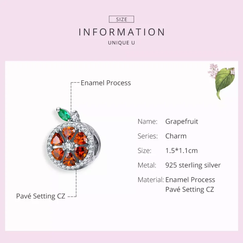 (bild till) Pandora Stil Berlock Grapefrukt - Scc1277 - View 3