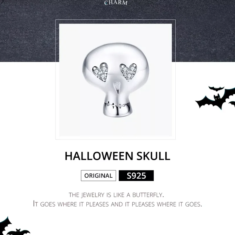(bild till) Pandora Stil Berlock Halloween Skalle - Scc1362 - View 5