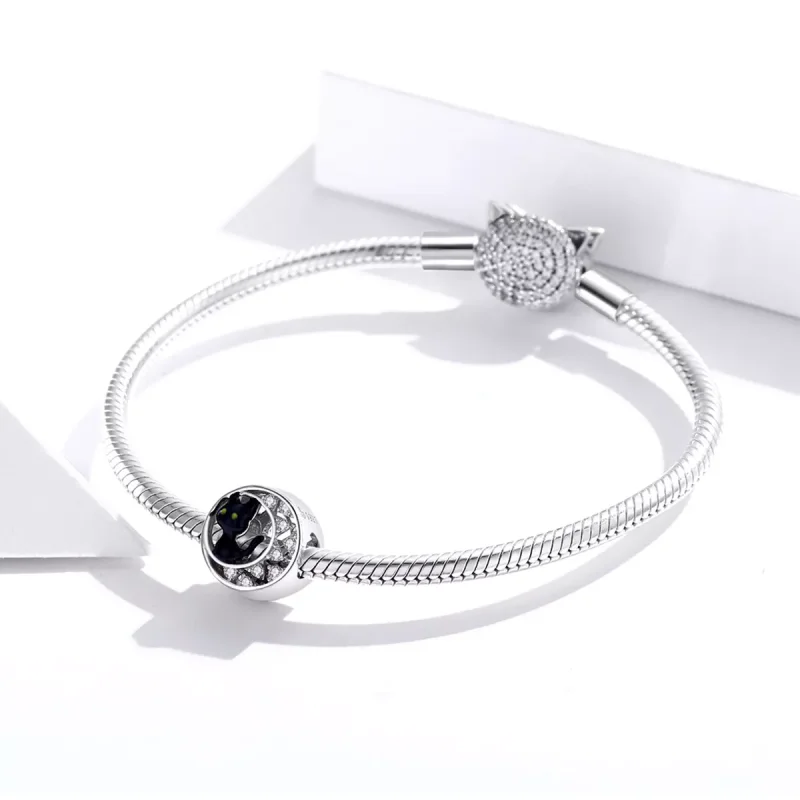 (bild till) Pandora Stil Berlock Halloween Svart Katt - Bsc325 - View 3