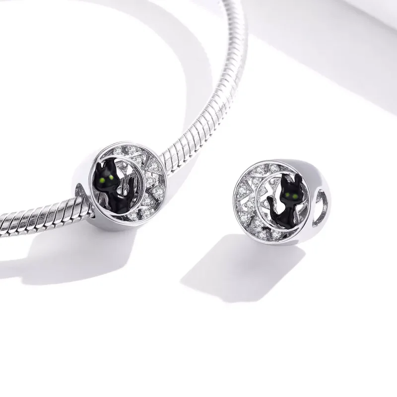 (bild till) Pandora Stil Berlock Halloween Svart Katt - Bsc325 - View 4