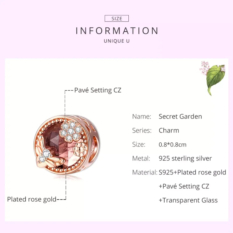 (bild till) Pandora Stil Berlock Hemlig Trädgård 14 Karat Roséguld - Bsc389 - View 7