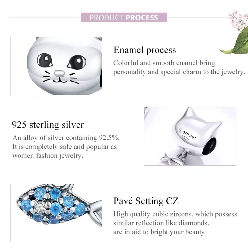 (bild till) Pandora Stil Berlock Kattunge Med Fisk - Bsc226 - View 8