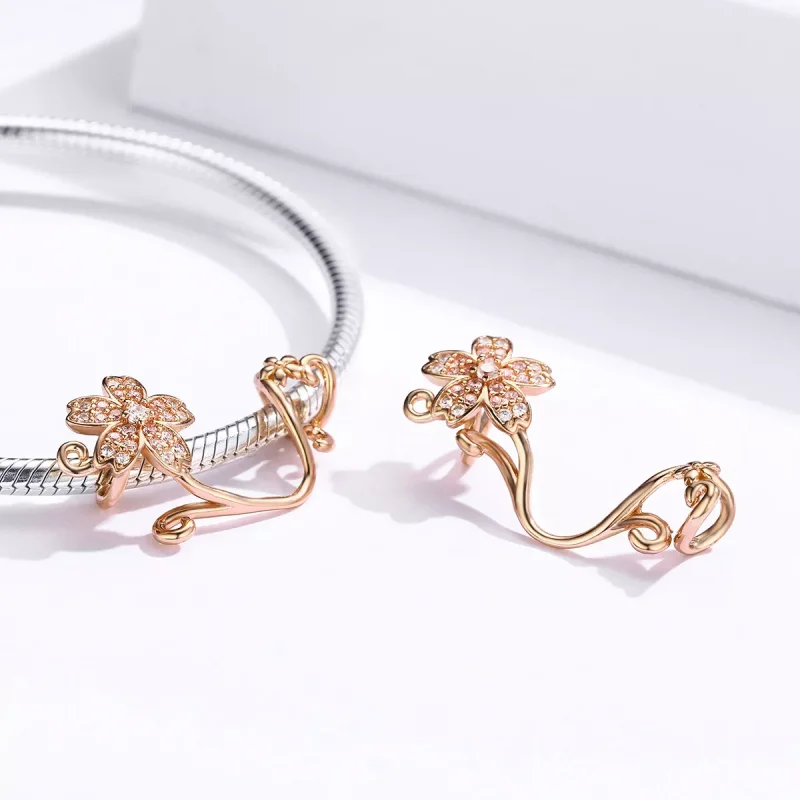 (bild till) Pandora Stil Berlock Körsbärsblommor 14 Karat Roséguld - Scc1033-C - View 4