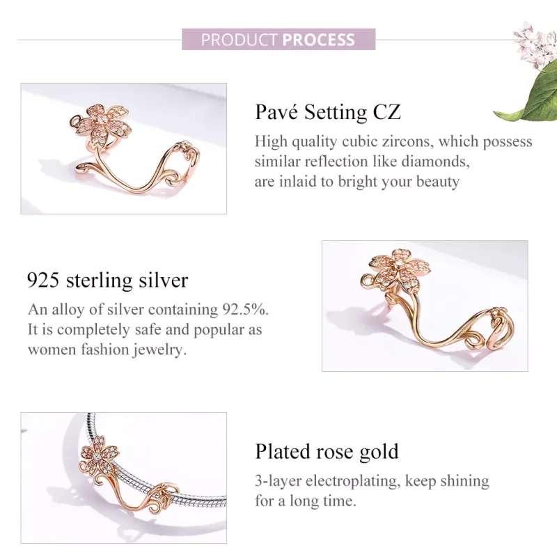 (bild till) Pandora Stil Berlock Körsbärsblommor 14 Karat Roséguld - Scc1033-C - View 6
