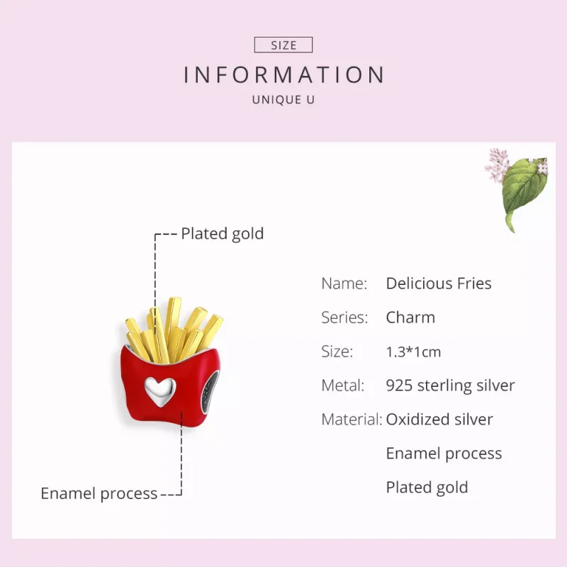 (bild till) Pandora Stil Berlock Läckra Pommes Frites - Scc1606 - View 7
