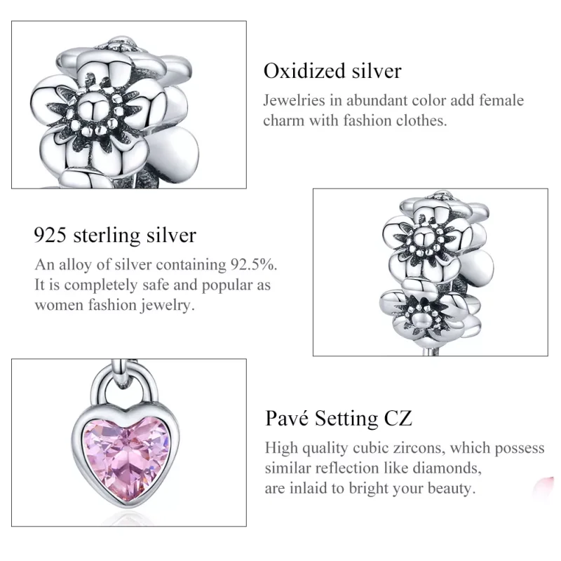 (bild till) Pandora Stil Berlock Love Flower - Scc1485 - View 6