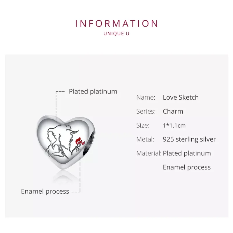 (bild till) Pandora Stil Berlock Love Sketch - Bsc321 - View 6