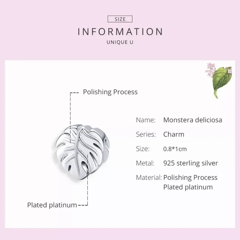 (bild till) Pandora Stil Berlock Monstera Deliciosa - Bsc141 - View 7