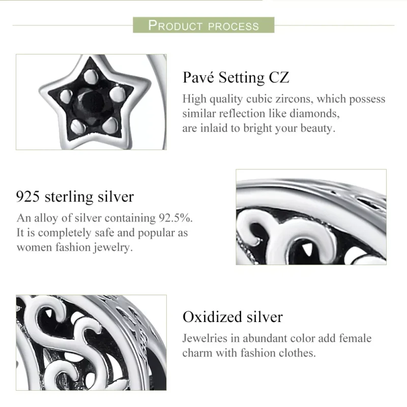 (bild till) Pandora Stil Berlock Moon And Star - Scc483 - View 7