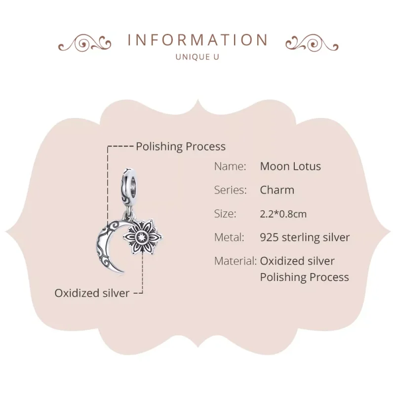 (bild till) Pandora Stil Berlock Moon Lotus - Scc1826 - View 6