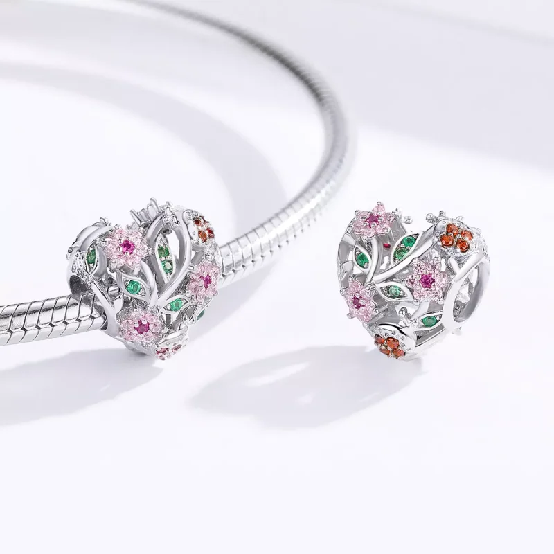 (bild till) Pandora Stil Berlock Nyckelpiga Och Blommor - Bsc117 - View 3
