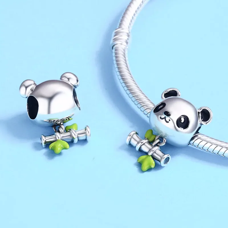 (bild till) Pandora Stil Berlock Panda Älskar Att Äta Bambu - Scc325 - View 6