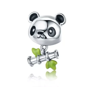 (bild till) Pandora Stil Berlock Panda Älskar Att Äta Bambu - Scc325