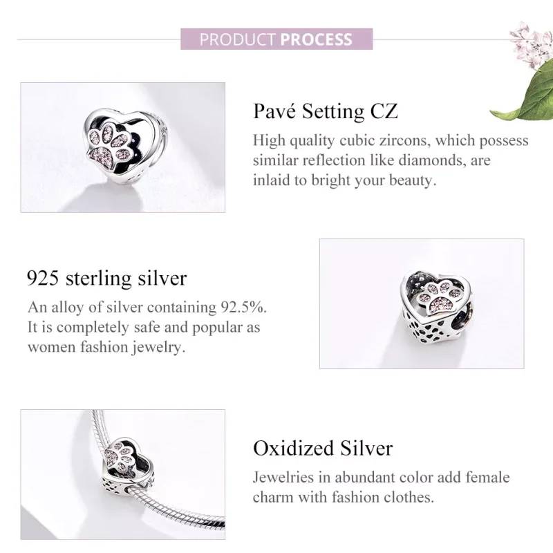 (bild till) Pandora Stil Berlock Pet Footprint - Scc1191 - View 4