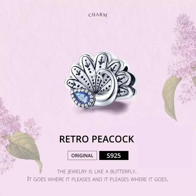 (bild till) Pandora Stil Berlock Retro Påfågel - Scc1558 - View 6