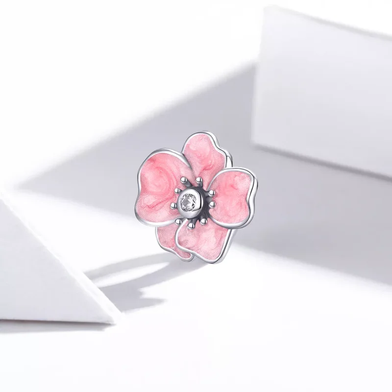 (bild till) Pandora Stil Berlock Rosa Blomma - Scc1729 - View 2