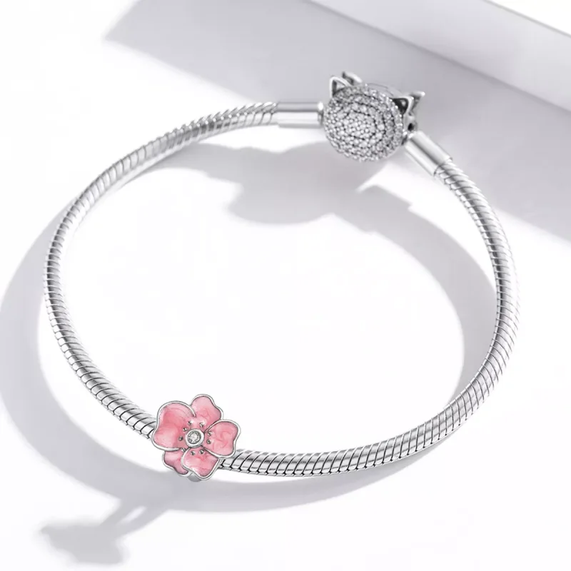 (bild till) Pandora Stil Berlock Rosa Blomma - Scc1729 - View 3