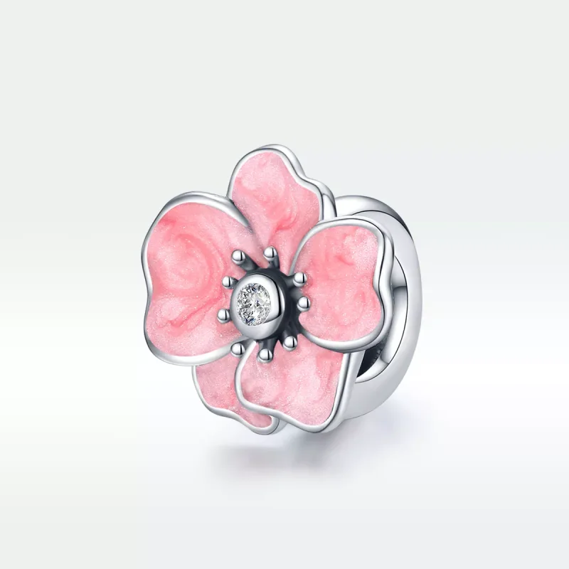 (bild till) Pandora Stil Berlock Rosa Blomma - Scc1729 - View 5