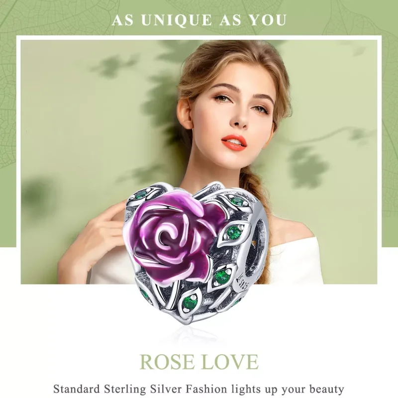 (bild till) Pandora Stil Berlock Rose Heart - Scc927 - View 6