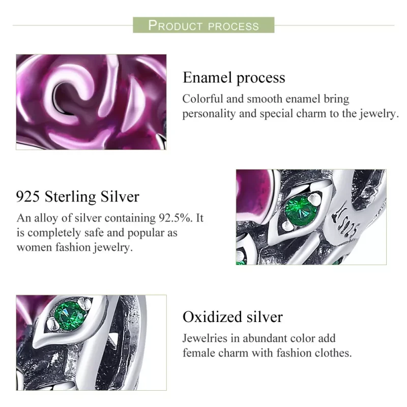 (bild till) Pandora Stil Berlock Rose Heart - Scc927 - View 7