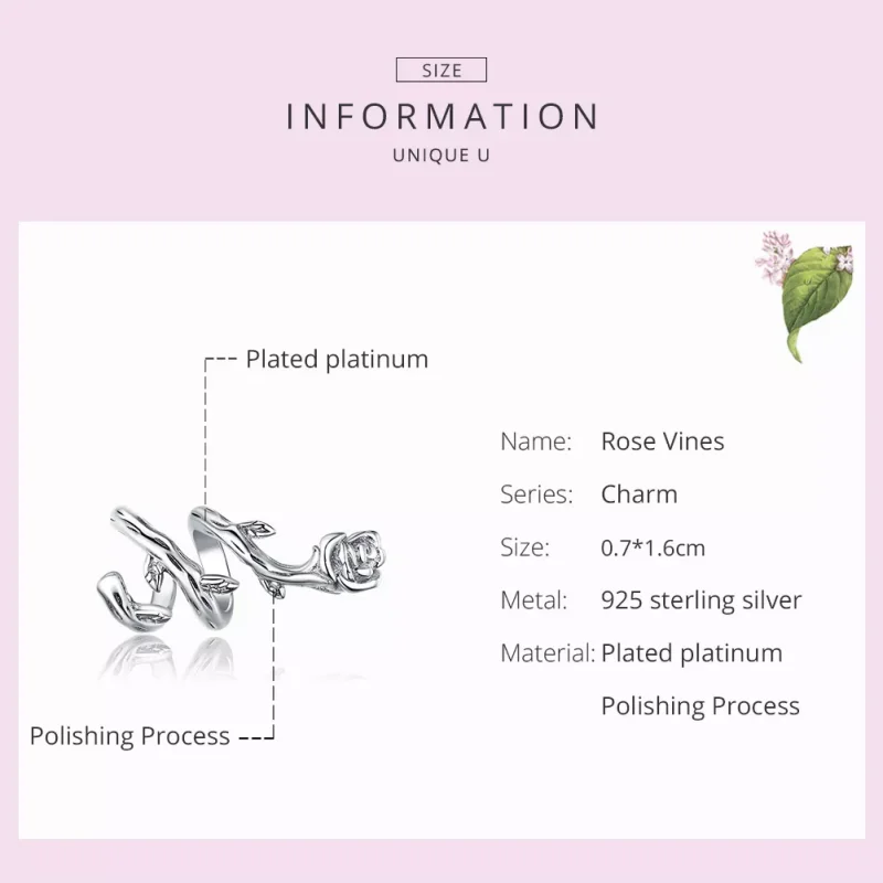 (bild till) Pandora Stil Berlock Rose Vines - Bsc310 - View 7