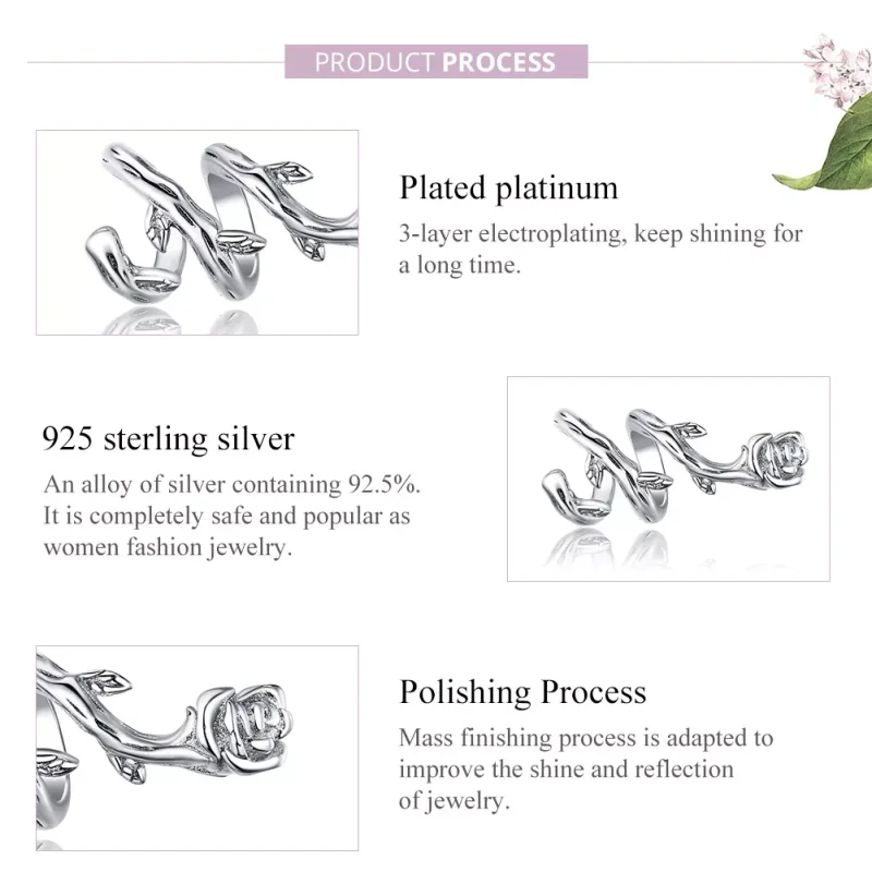 (bild till) Pandora Stil Berlock Rose Vines - Bsc310 - View 8