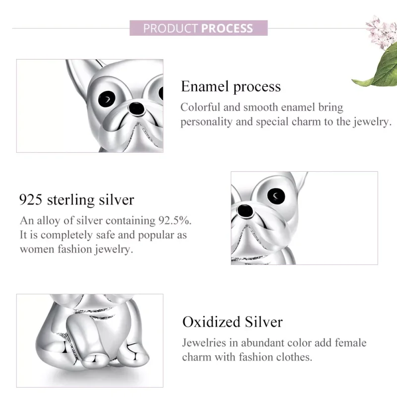 (bild till) Pandora Stil Berlock Söt Frenchie Bulldog - Scc1599 - View 8