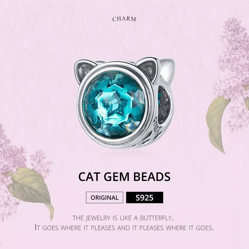 (bild till) Pandora Stil Berlock Teal Cat - Scc1800 - View 6