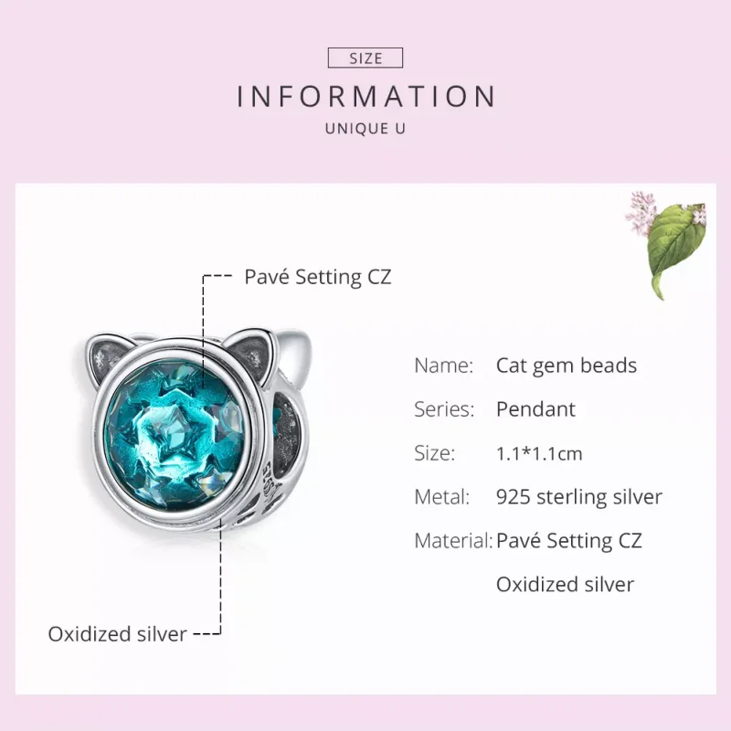 (bild till) Pandora Stil Berlock Teal Cat - Scc1800 - View 7