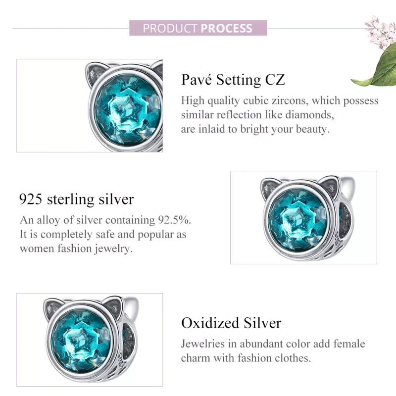 (bild till) Pandora Stil Berlock Teal Cat - Scc1800 - View 8