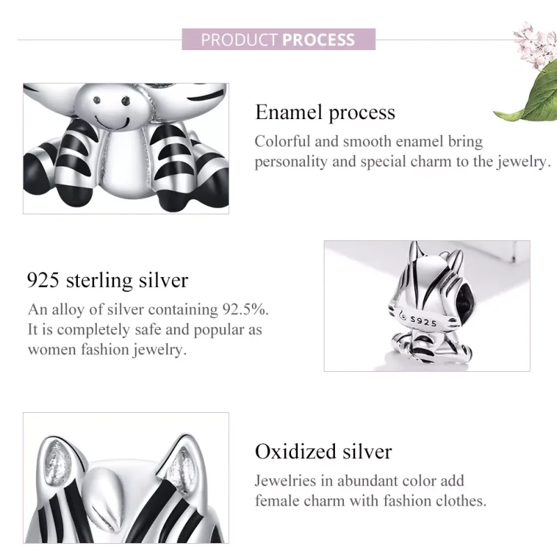 (bild till) Pandora Stil Berlock Tecknad Zebra - Bsc387 - View 8