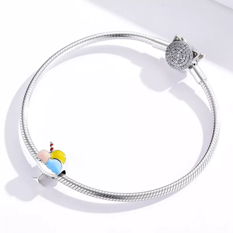 (bild till) Pandora Stil Berlock Tri-Color Ball Glass - Scc1532 - View 3