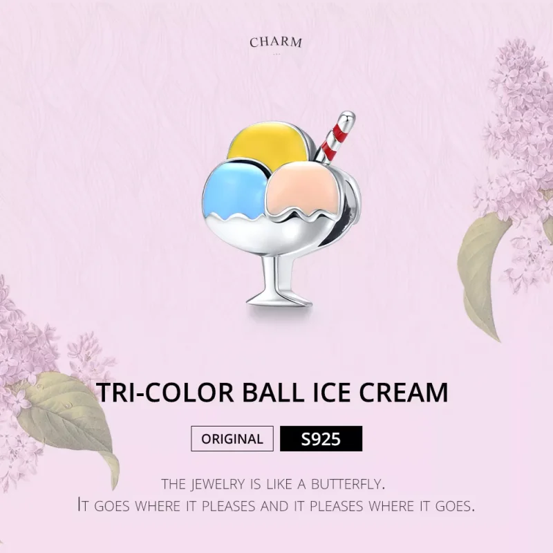 (bild till) Pandora Stil Berlock Tri-Color Ball Glass - Scc1532 - View 6