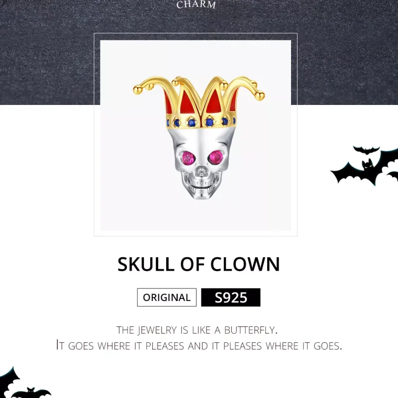 (bild till) Pandora Stil Berlock Tvåfärgat Clownens Skalle - Scc1363 - View 5