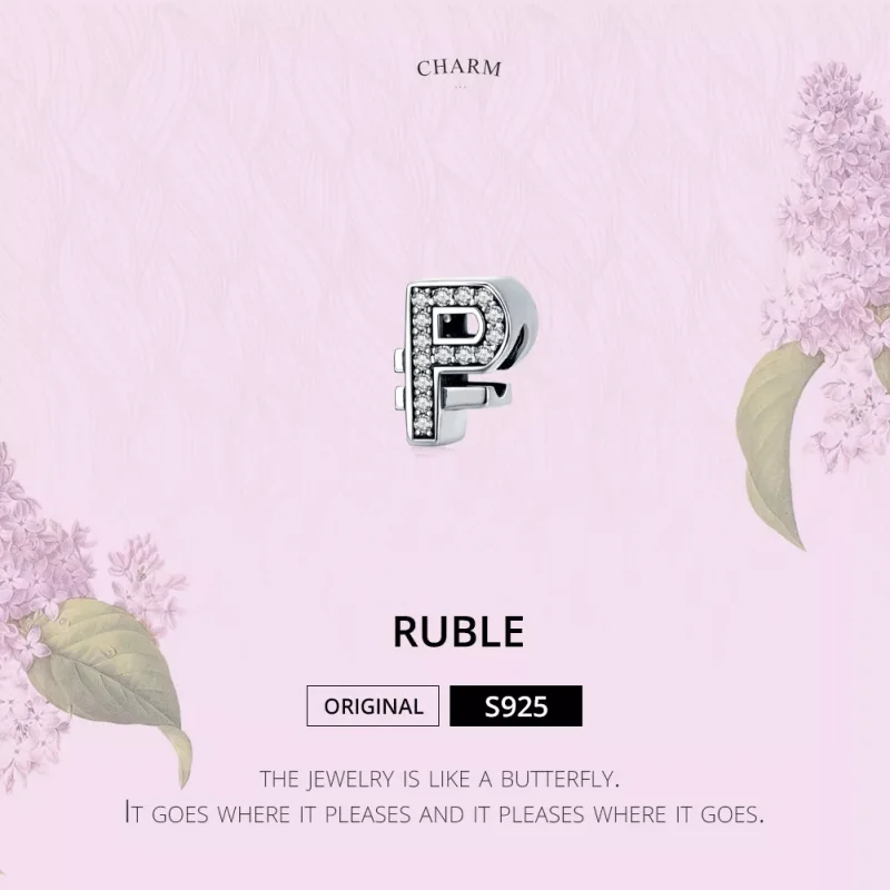 (bild till) Pandora Stil Berlock Valuta Rubel - Scc1271 - View 2