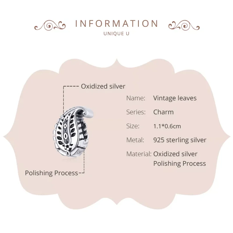 (bild till) Pandora Stil Berlock Vintage Blad - Scc1824 - View 6