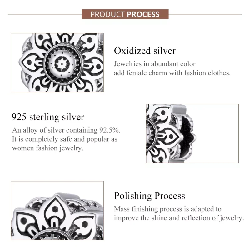 (bild till) Pandora Stil Berlock Vintage Lotus - Scc1823 - View 7