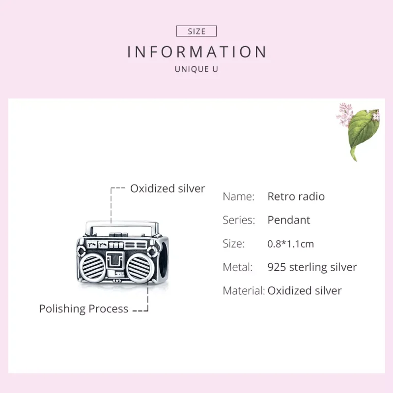 (bild till) Pandora Stil Berlock Vintage Radio - Scc1873 - View 6