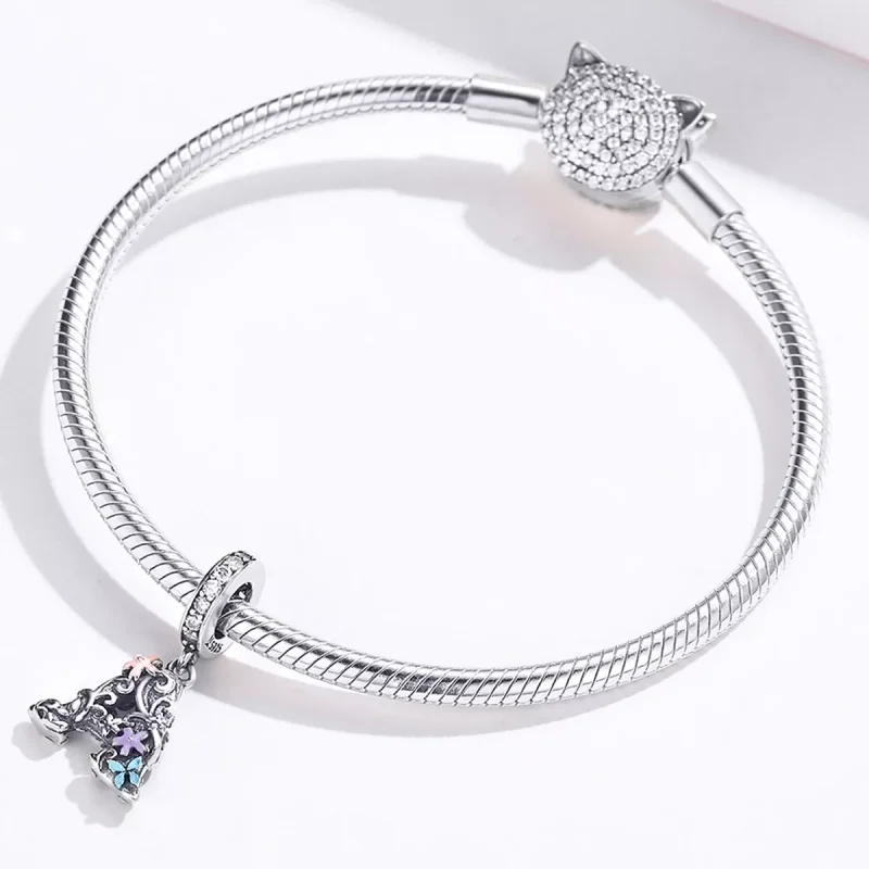 (bild till) Pandora Stil Hängberlock Blommebrev A - Scc1273 - View 4