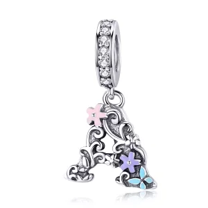 (bild till) Pandora Stil Hängberlock Blommebrev A - Scc1273